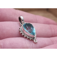 Echt Zilveren ketting hanger Topaas druppel